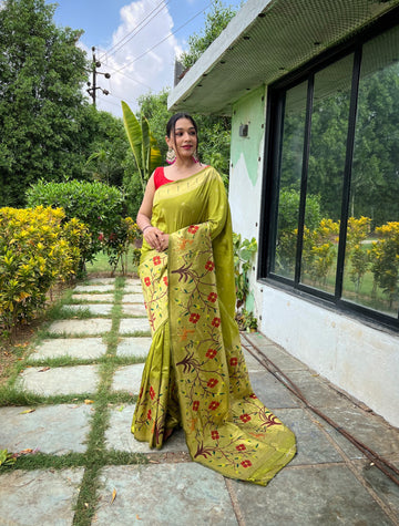 Pista Green Paithani Silk Saree