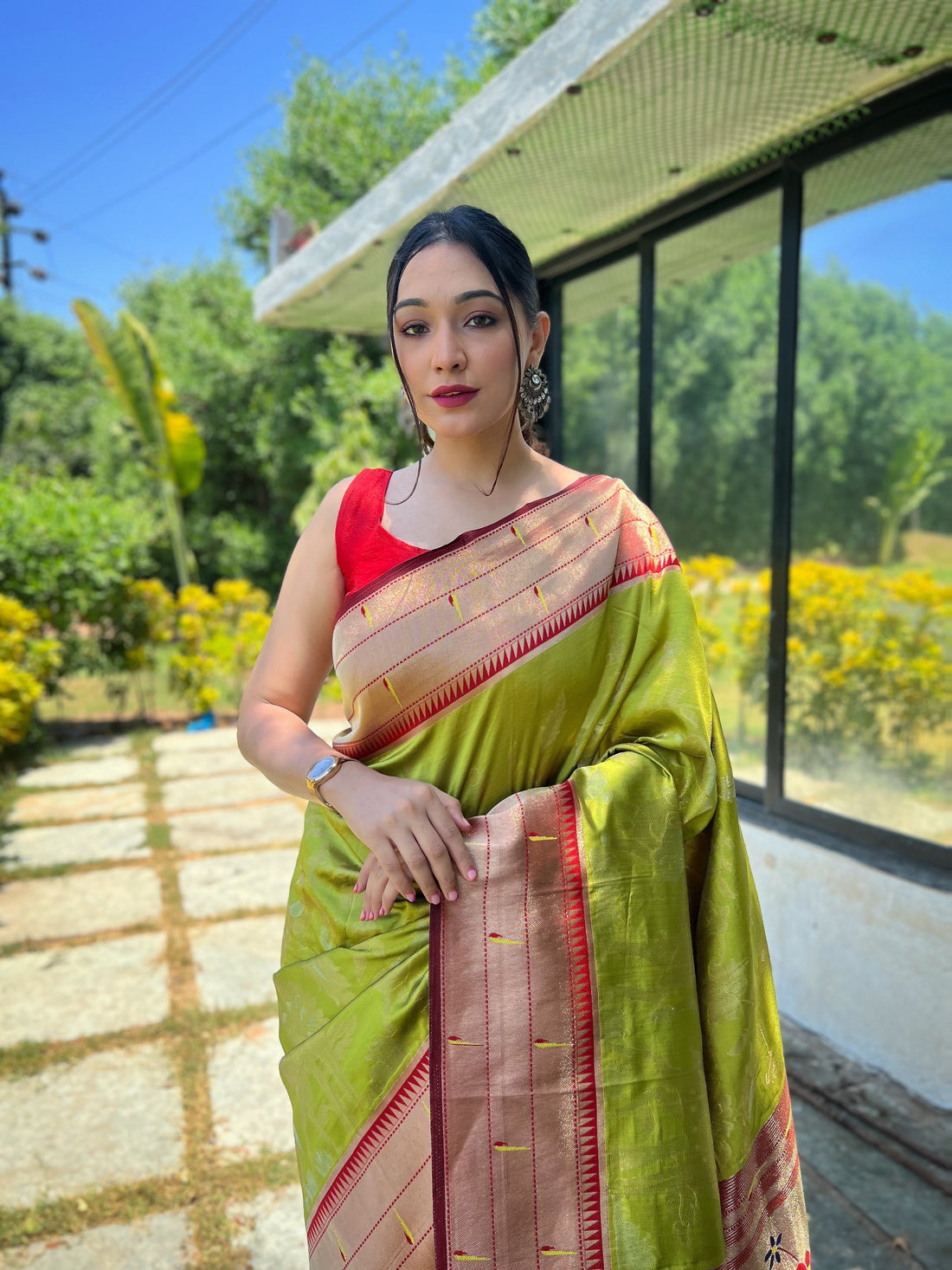 Pista Soft Paithani Silk Saree