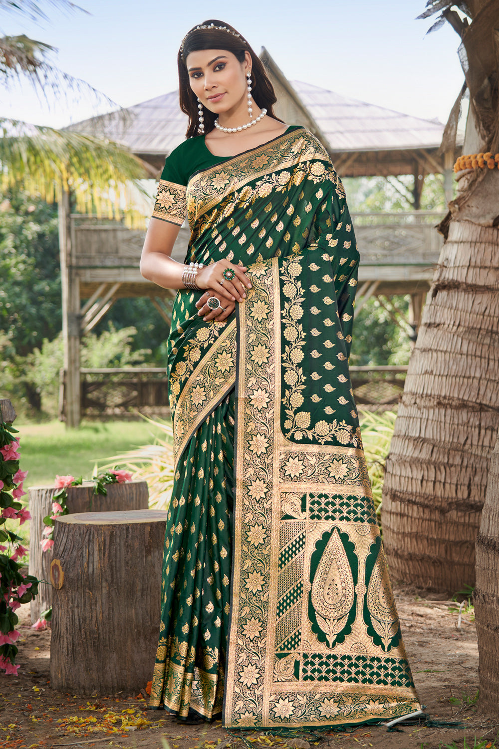 Sangam Green Silk Saree