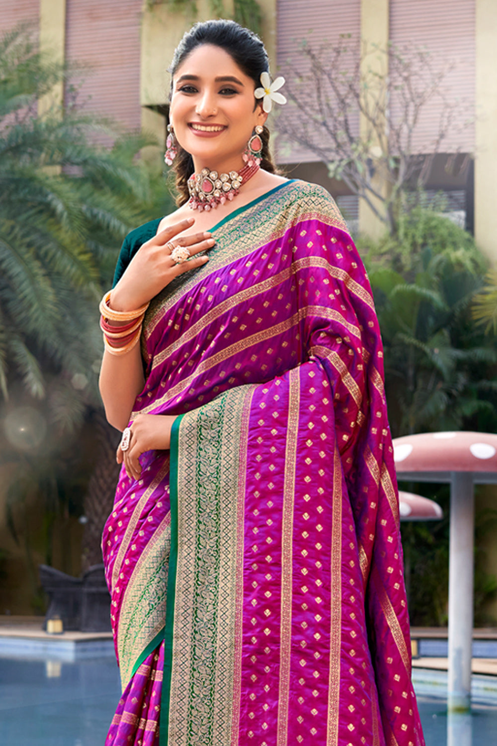 Purple Banarasi Silk Saree