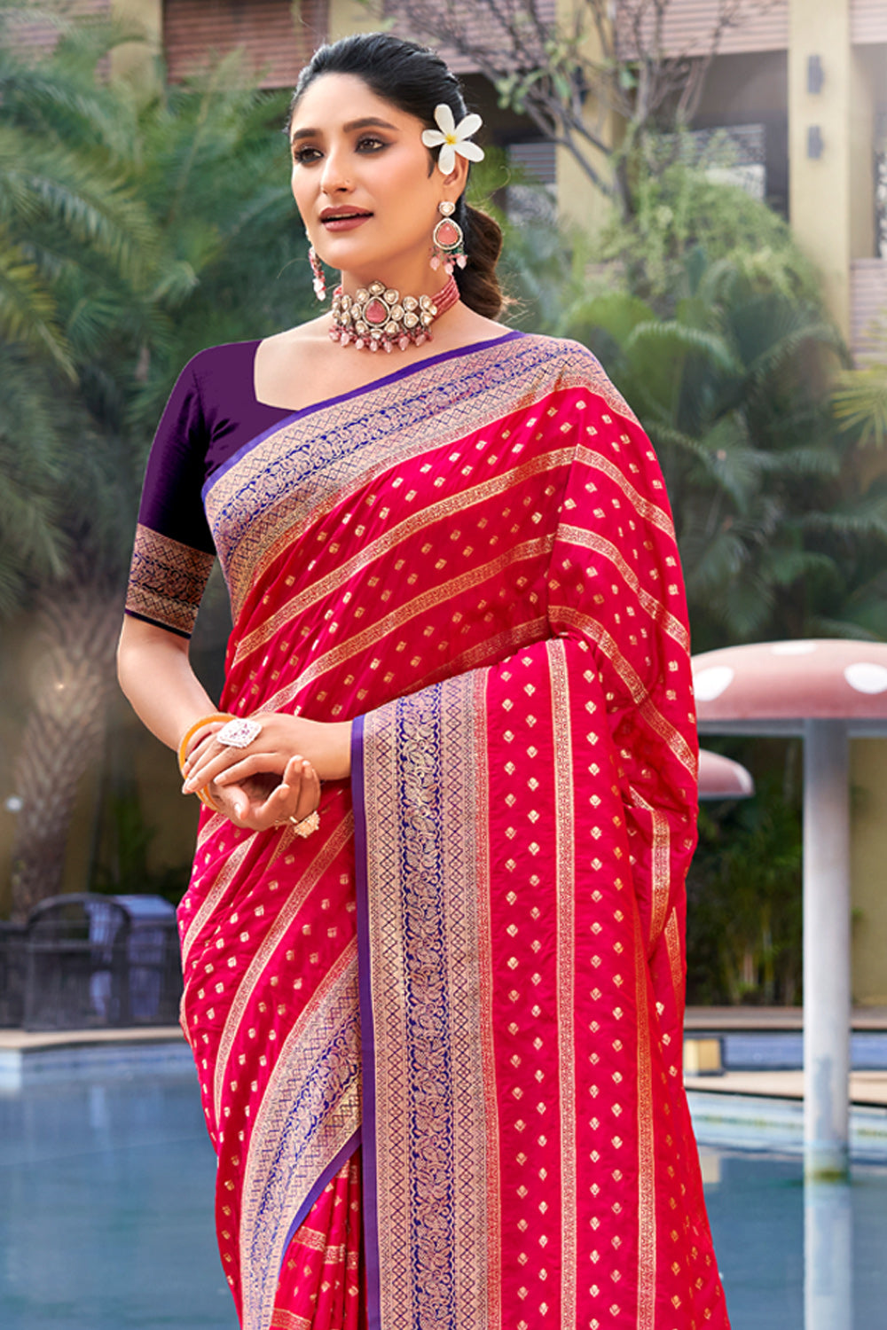 Pink Banarasi Silk Saree