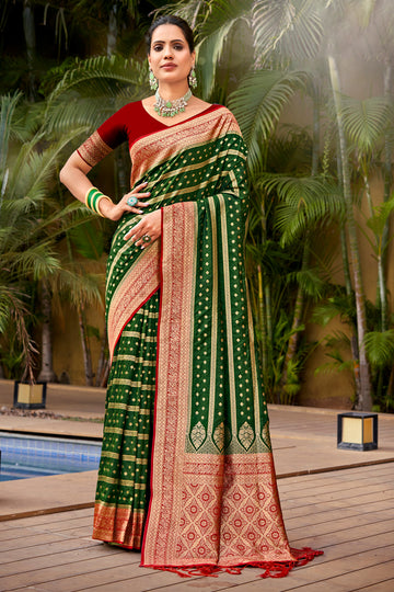 Sangam Green Banarasi Silk Saree