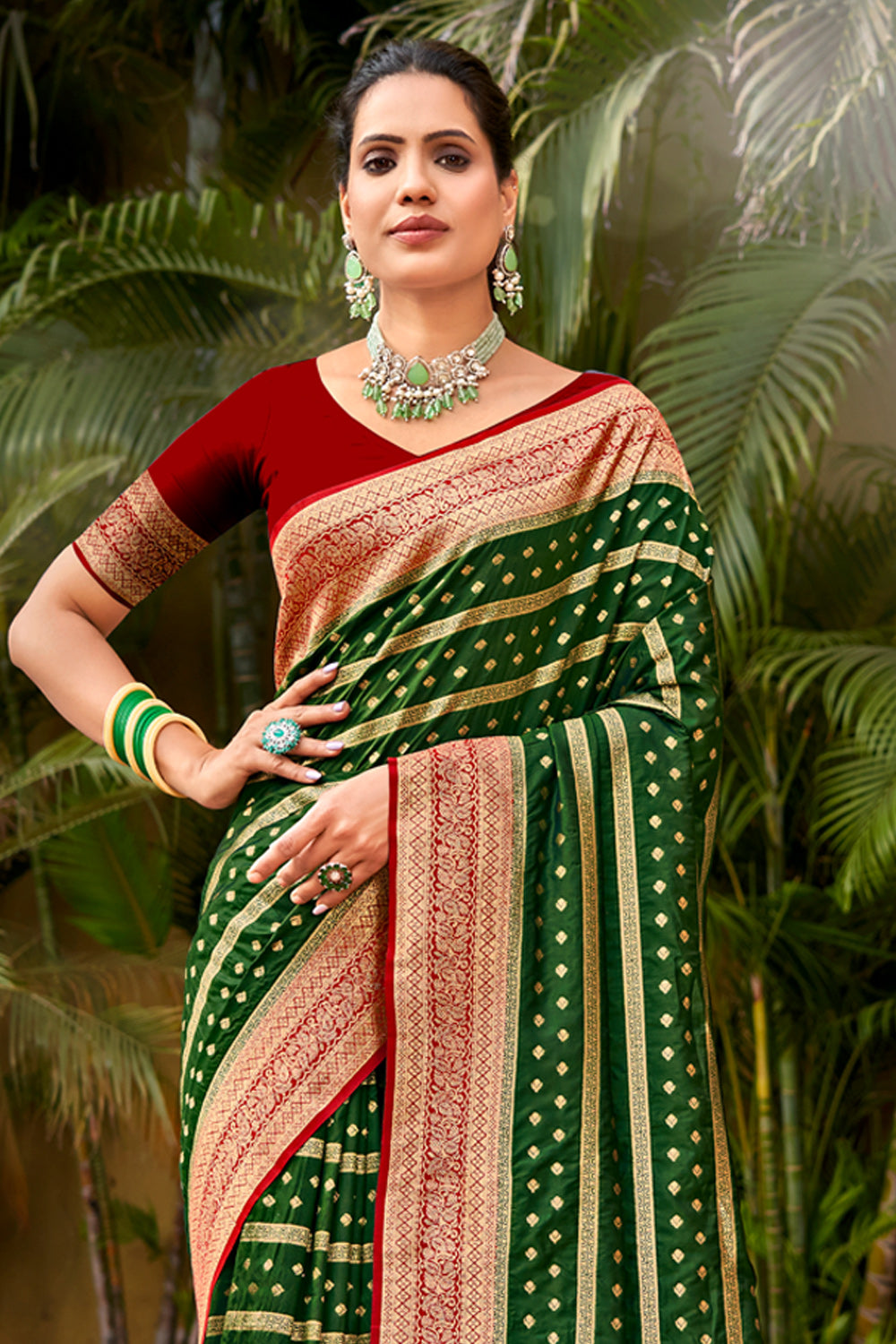 Green Banarasi Silk Saree