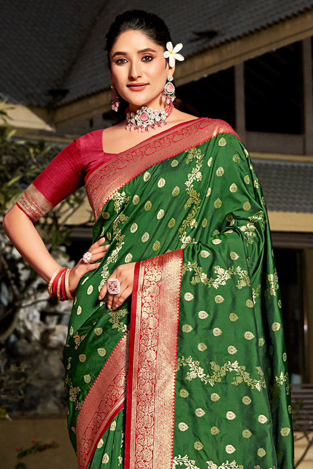 Green Banarasi Silk Saree