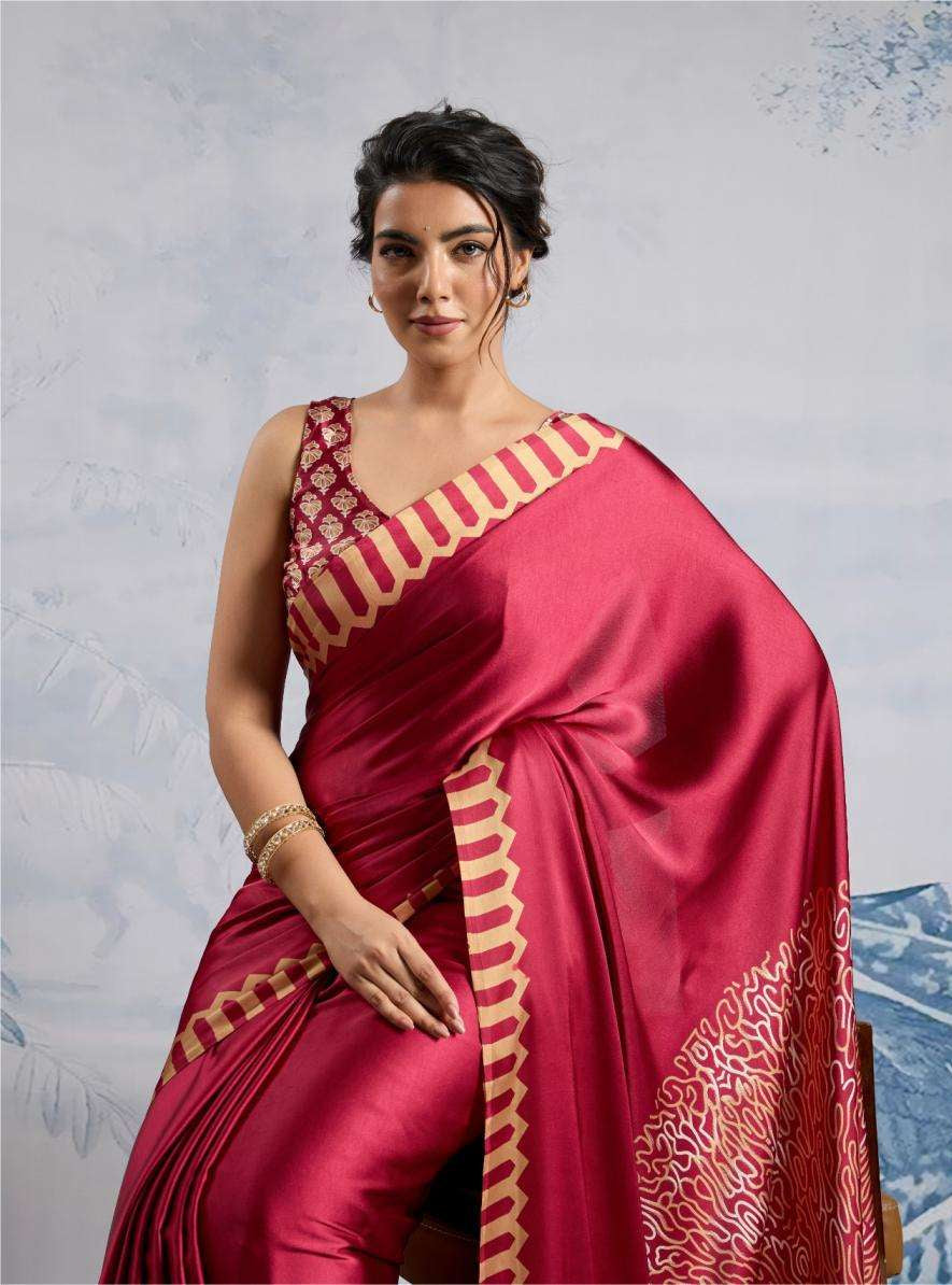 Red Modal Satin Silk Saree