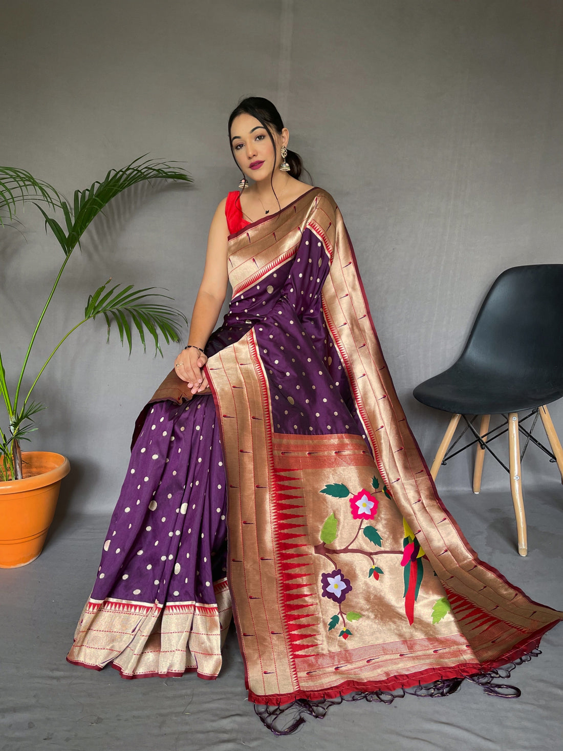 Purple Paithani Silk Saree