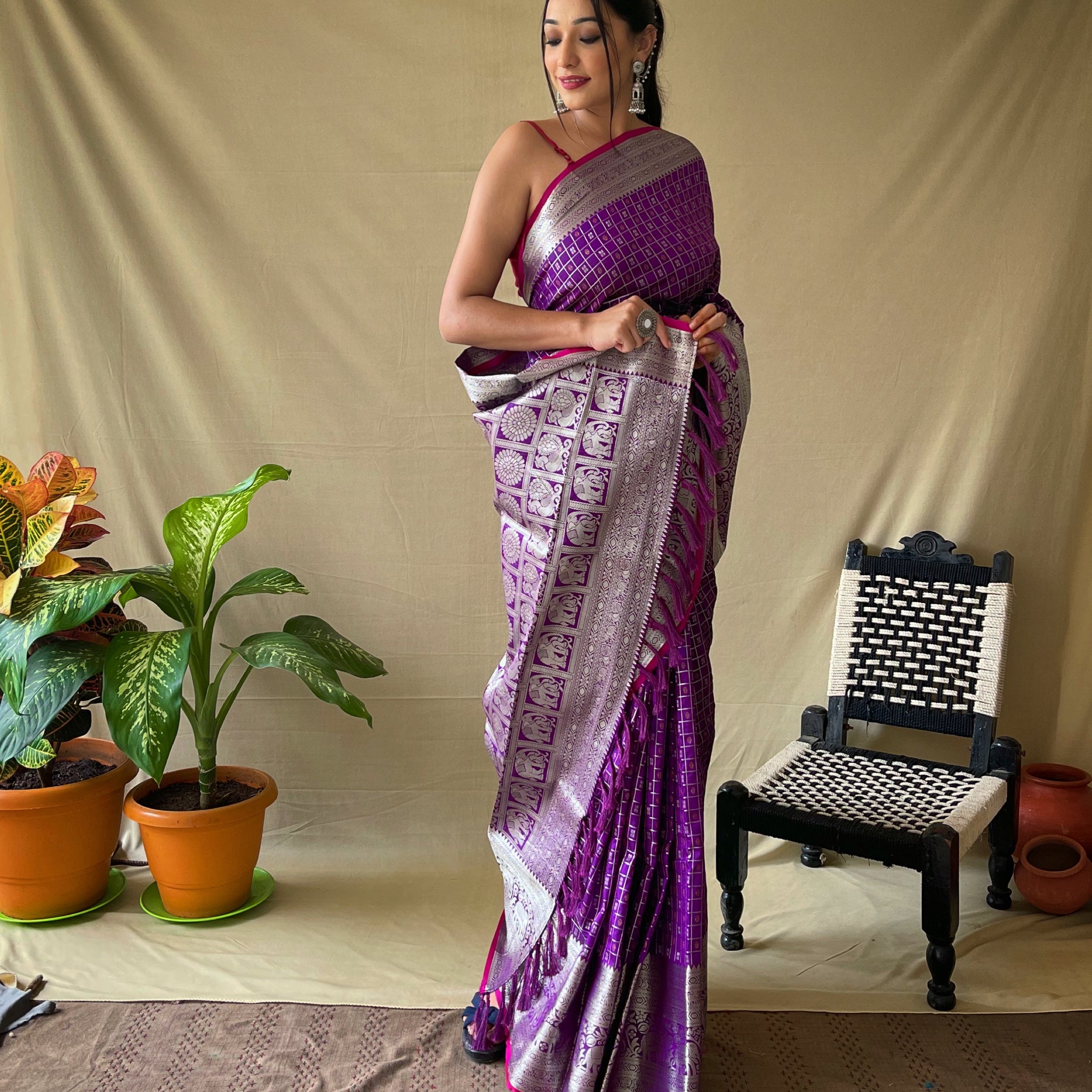 Purple Silk Saree