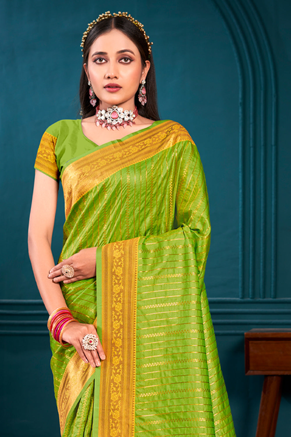 Light Green Paithani Silk Saree