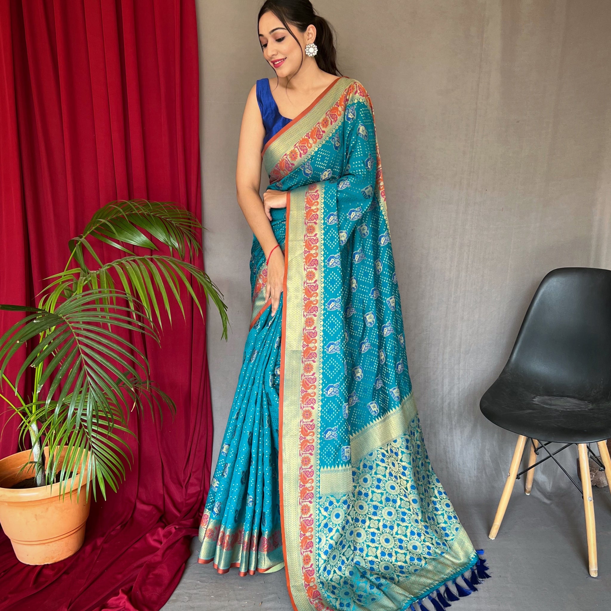 Azure Blue Patola Silk Saree