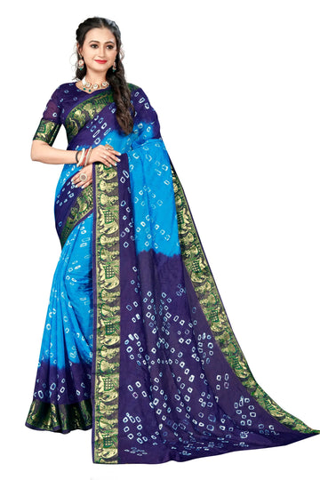 Sky Blue Viscose Art Silk Saree