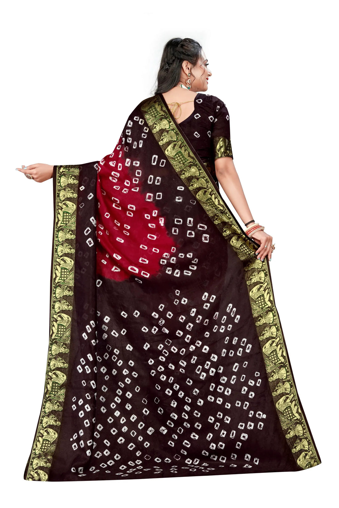 Red & Black Viscose Art Silk Saree