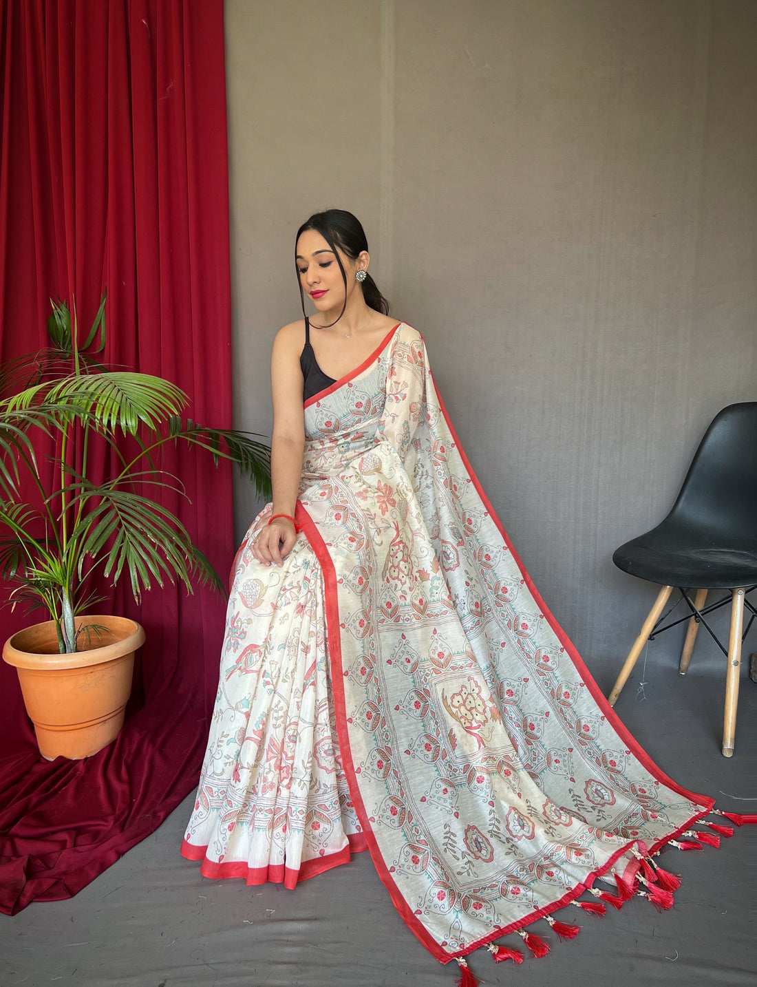 Red Cotton Saree