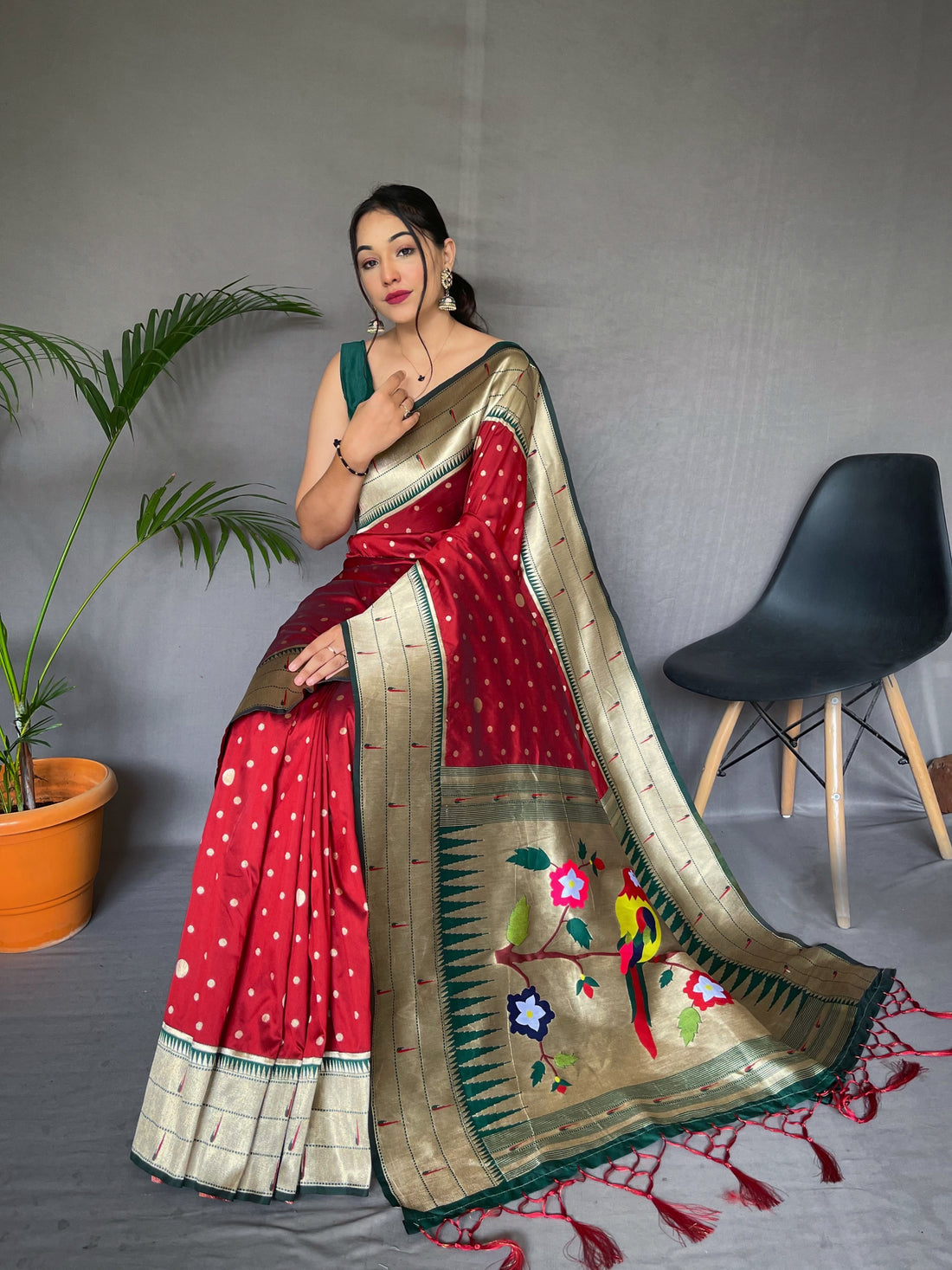 Red Paithani Silk Saree