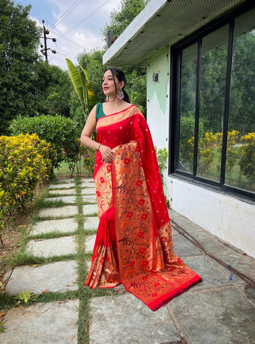 Red Paithani Silk Saree