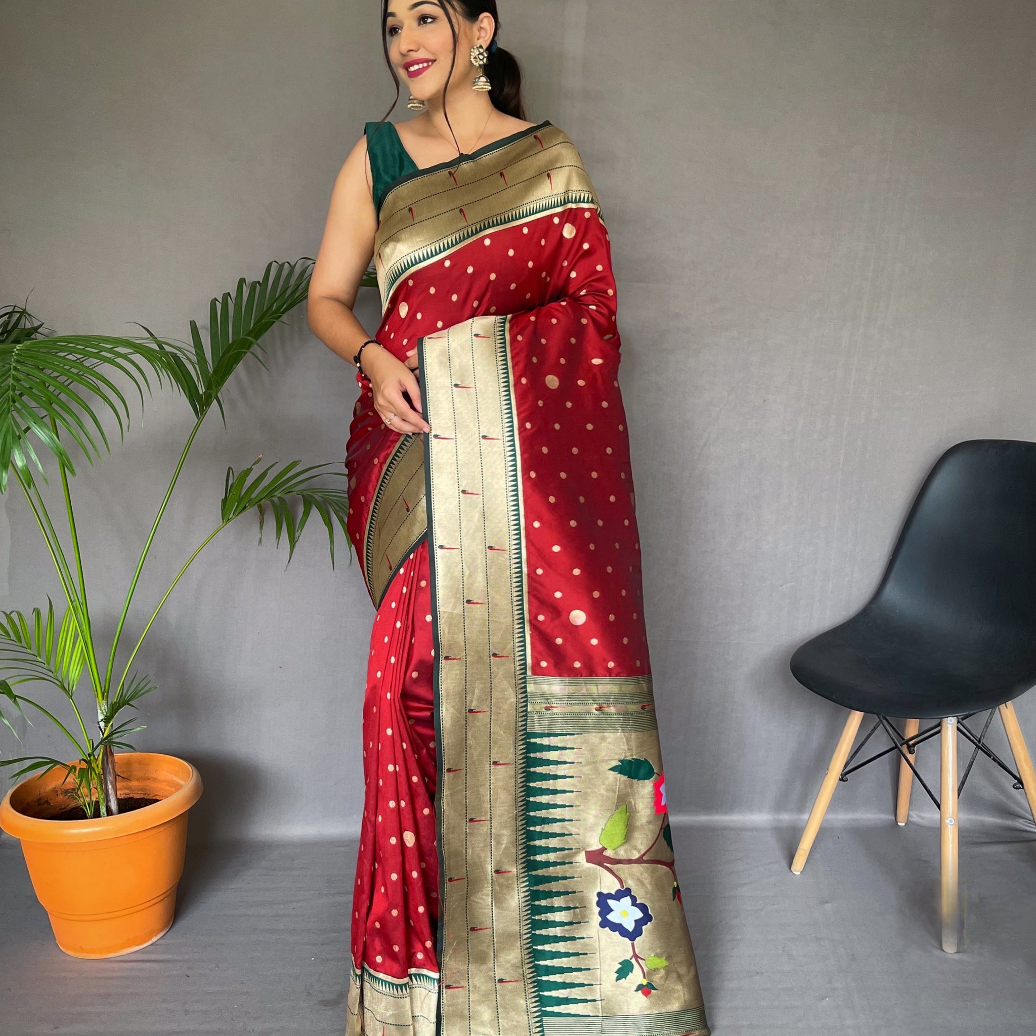 Red Paithani Silk Saree