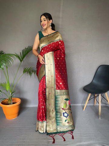 Red Paithani Silk Saree