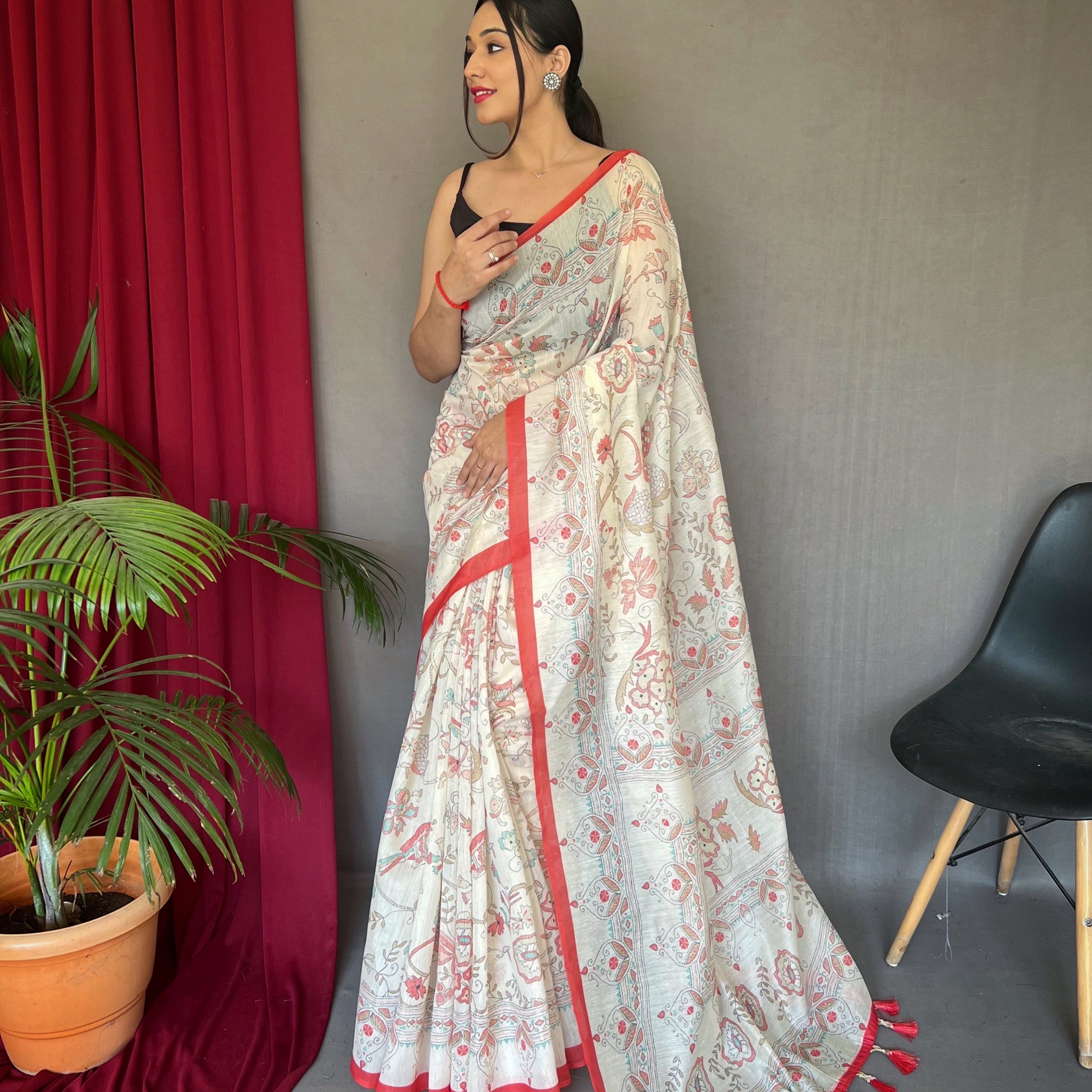 Red Cotton Saree