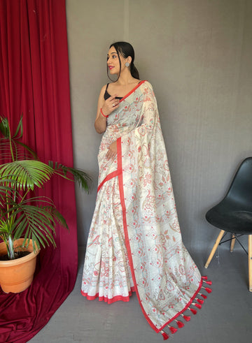 Red Cotton Saree