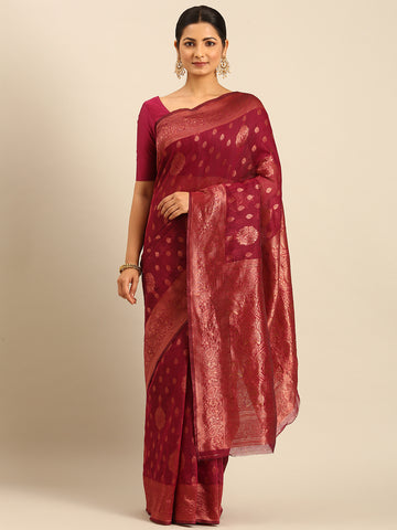 Sangam Magenta Pink Cotton Saree