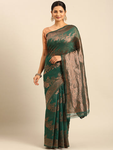 Sangam Green Cotton Saree