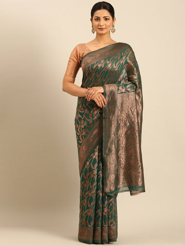 Sangam Green Cotton Saree