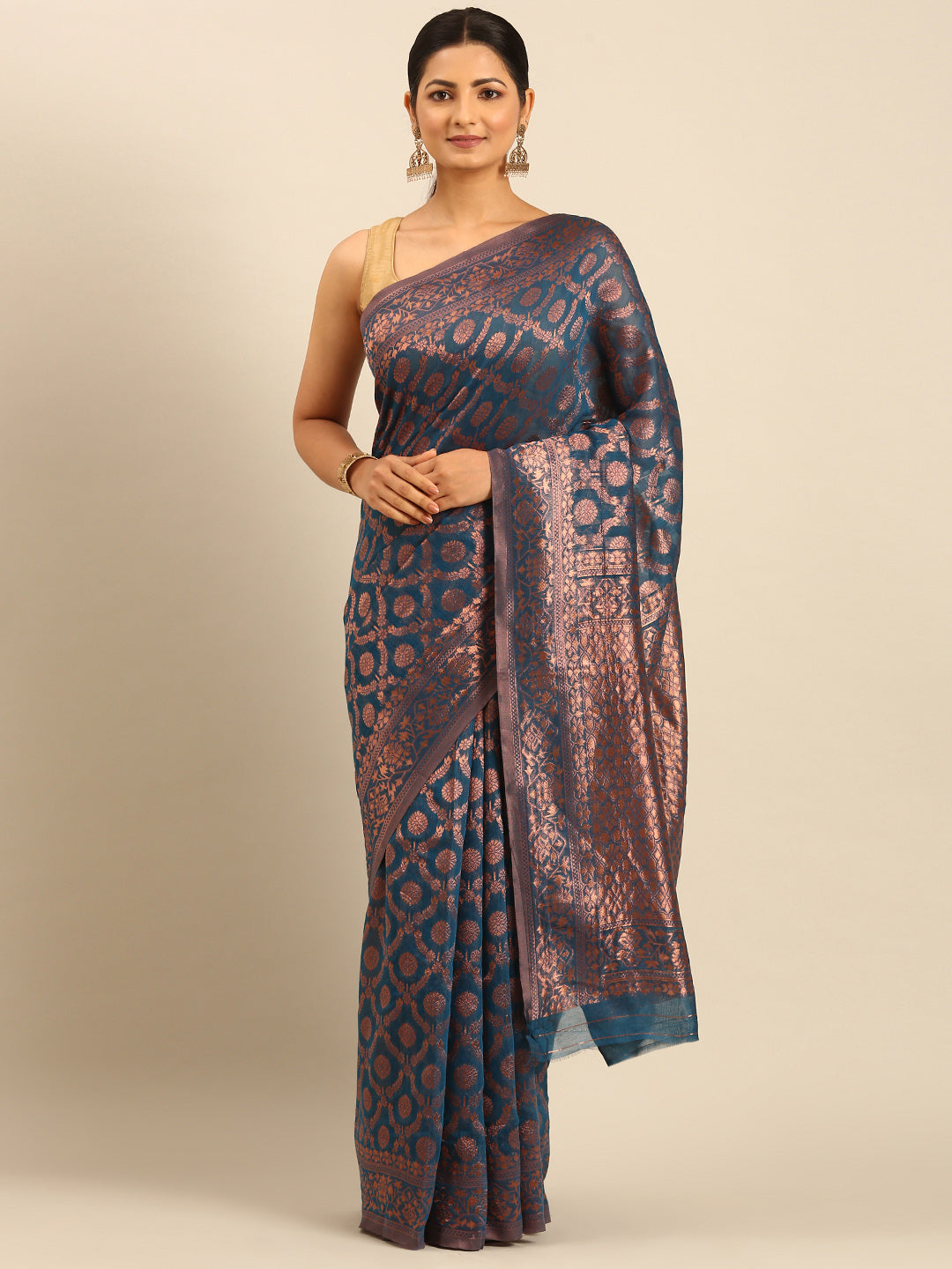 Prussian Blue Cotton Saree