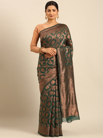 Sangam Green Cotton Saree