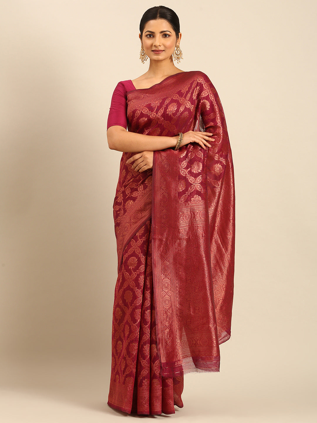 Magenta Cotton Saree