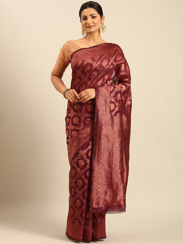 Wine Cotton Saree