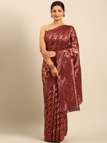 Wine Cotton Saree