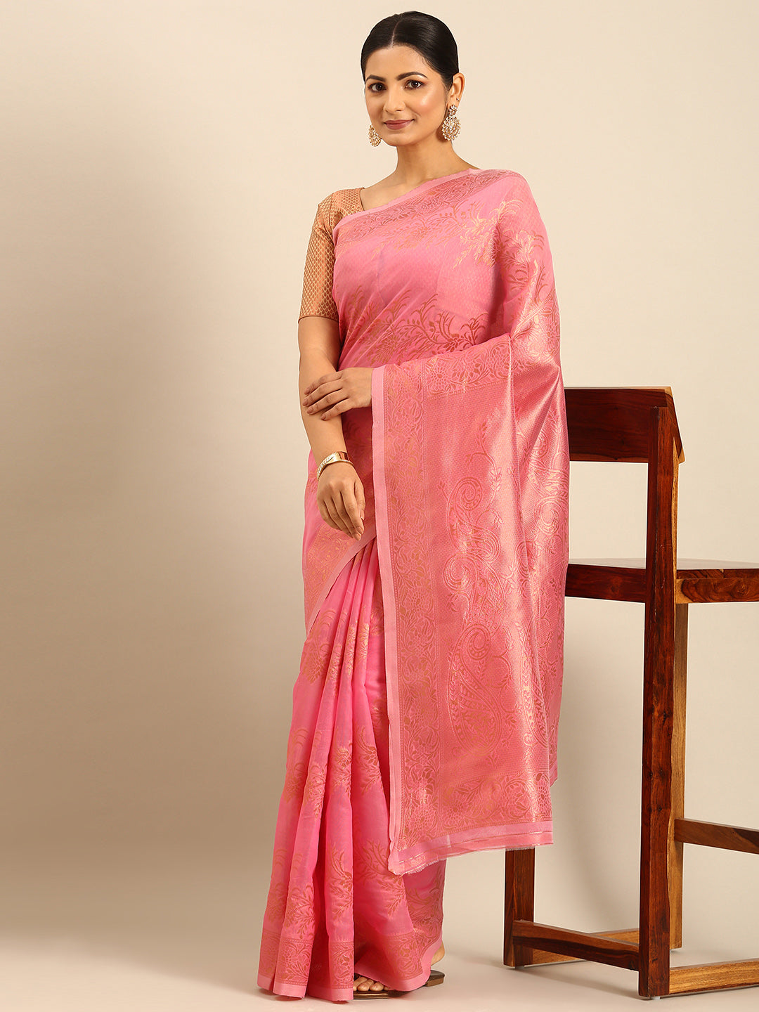 Pink Cotton Saree