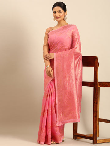 Sangam Pink Cotton Saree