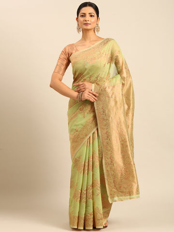 Sangam Light Green Cotton Saree