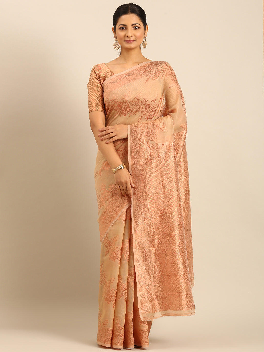 Beige Cotton Saree