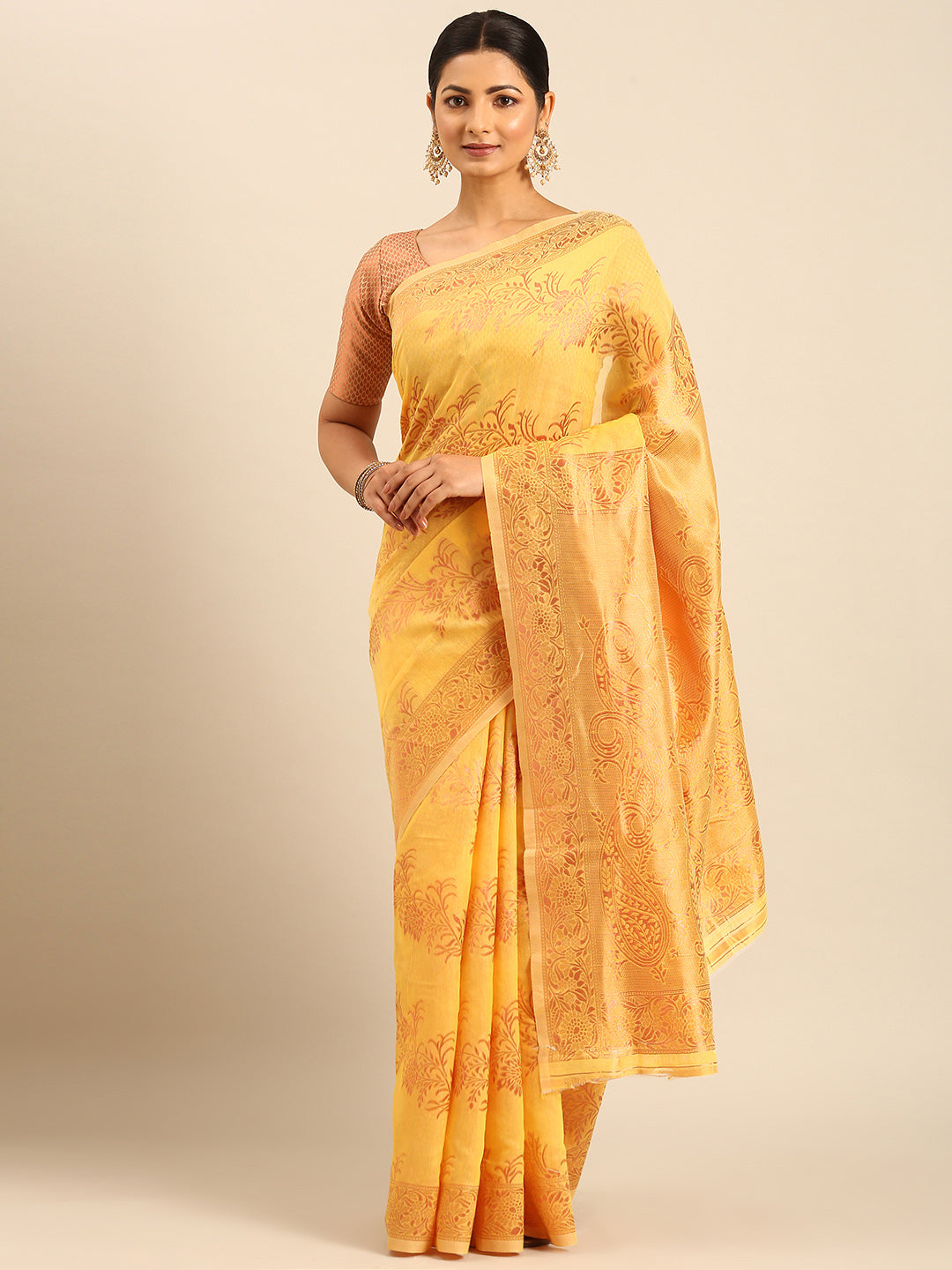 Yellow Cotton Saree