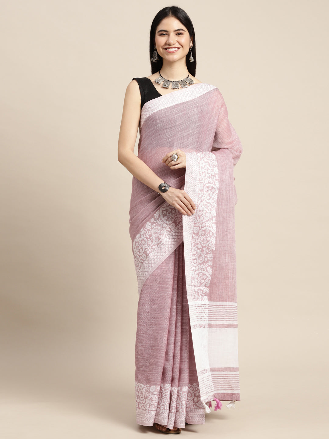 Purple Linen Saree