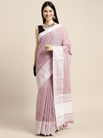 Purple Linen Saree