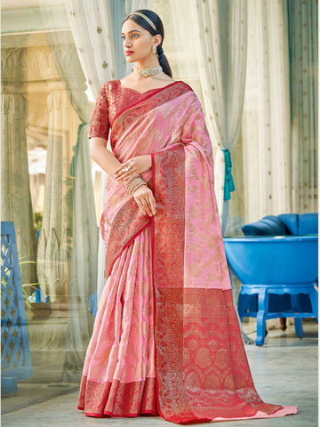 Light Pink Linen Cotton Saree