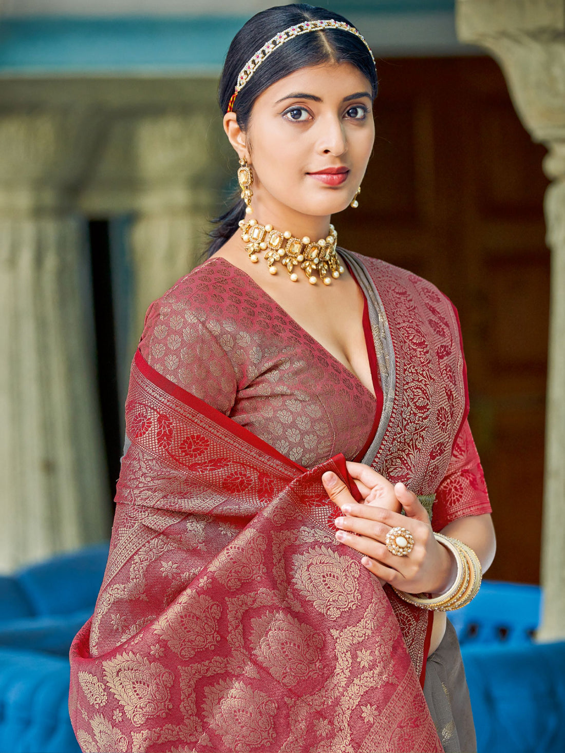 Grey Linen Cotton Saree