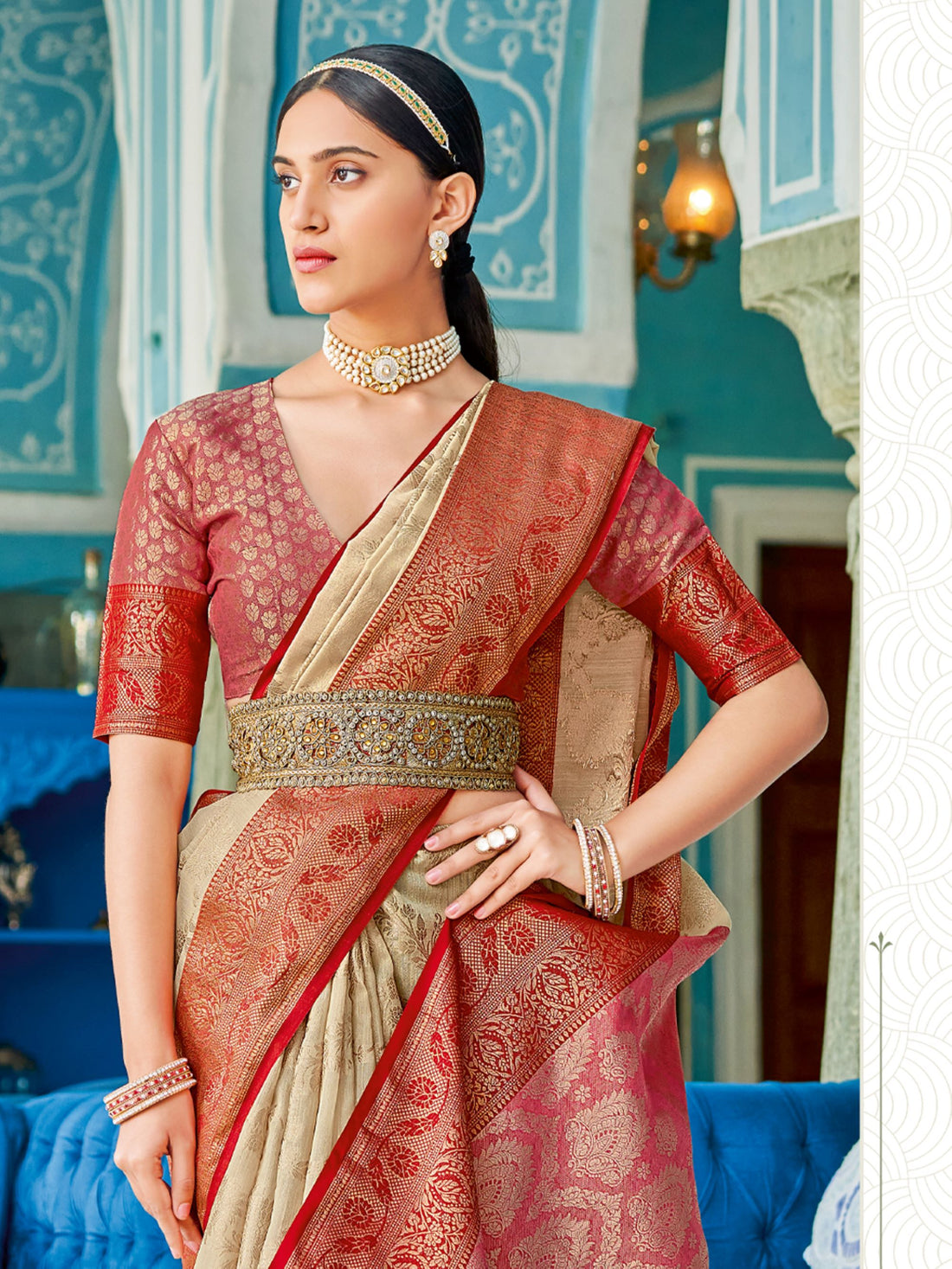 Beige Linen Cotton Saree