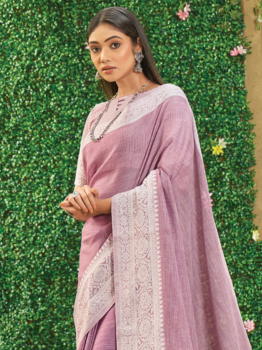 Light Pink Linen Saree