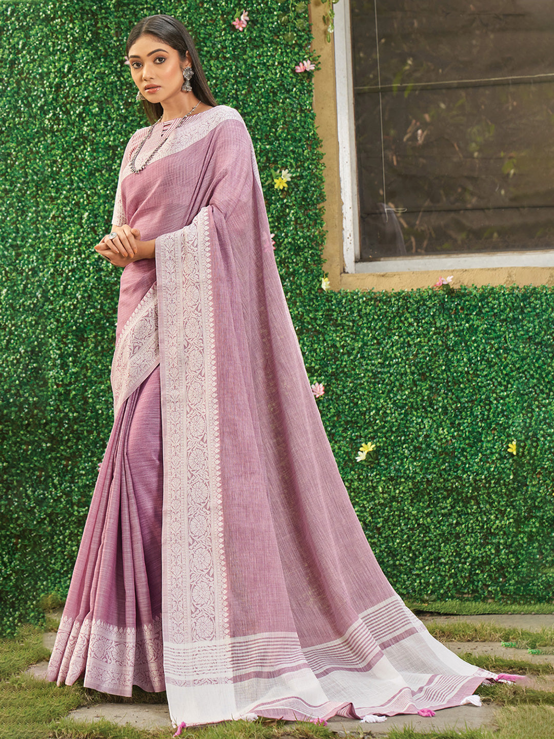 Light Pink Linen Saree