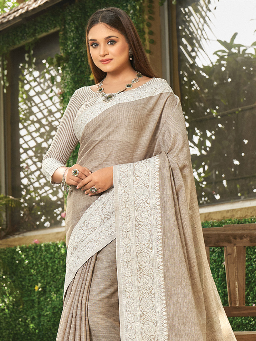 Light Brown Linen Saree