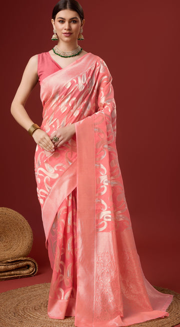 Sangam Pink Cotton Saree