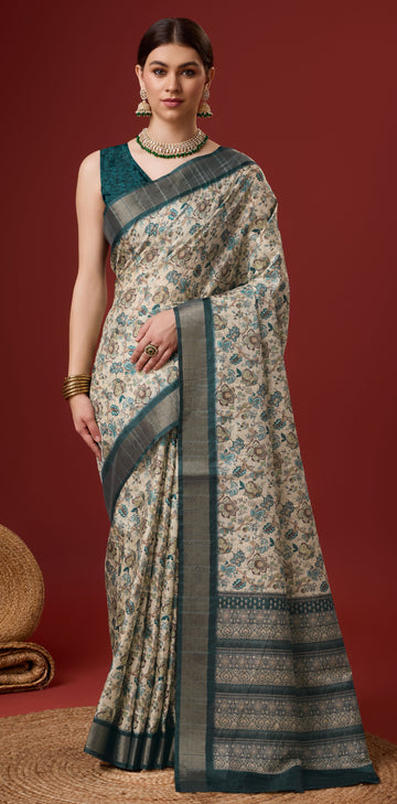 Off White Cotton Saree