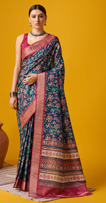 Blue Cotton Saree