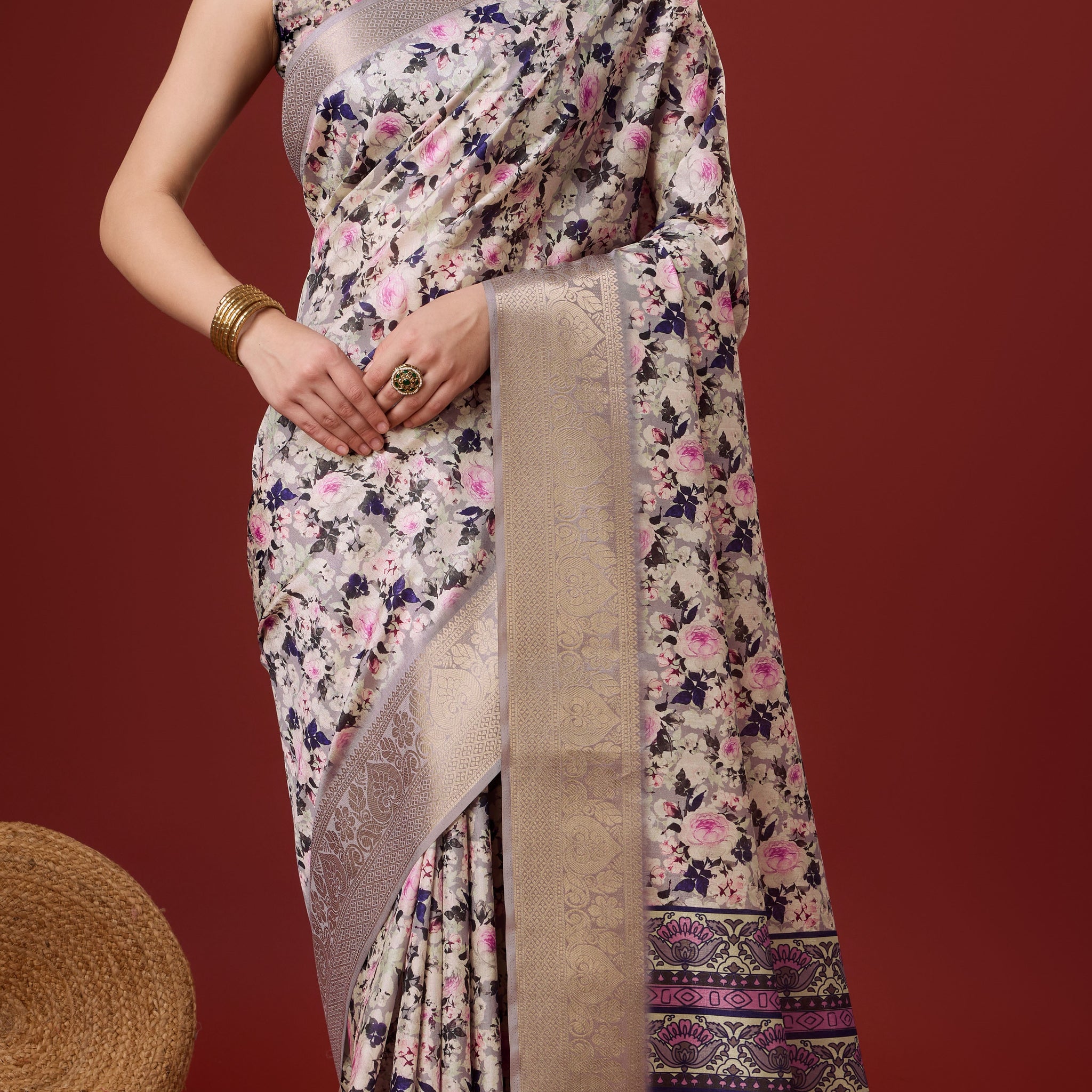 Sangam White Cotton Saree