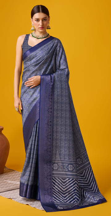 Sangam Blue Cotton Saree