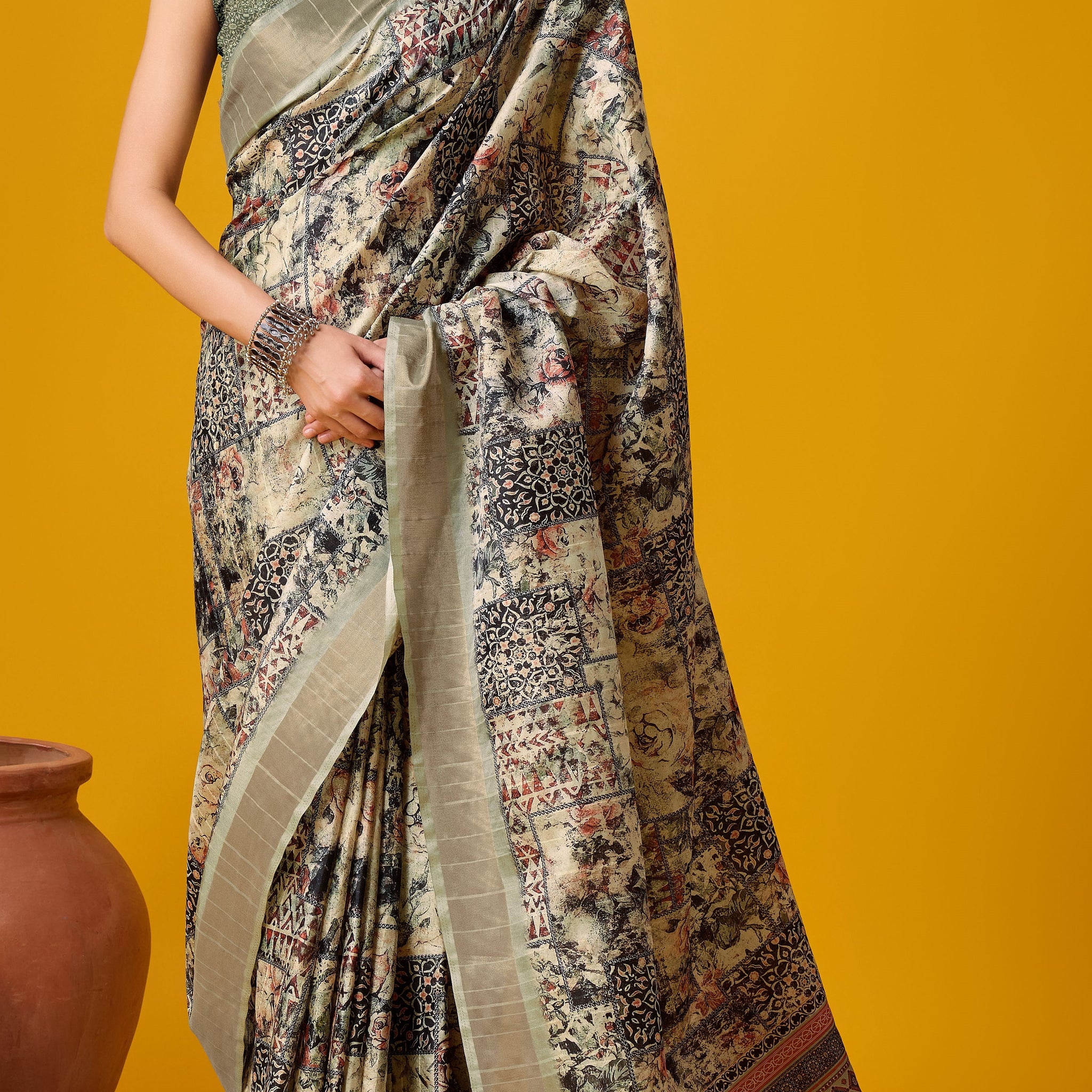 Sangam Multi Color Cotton Saree