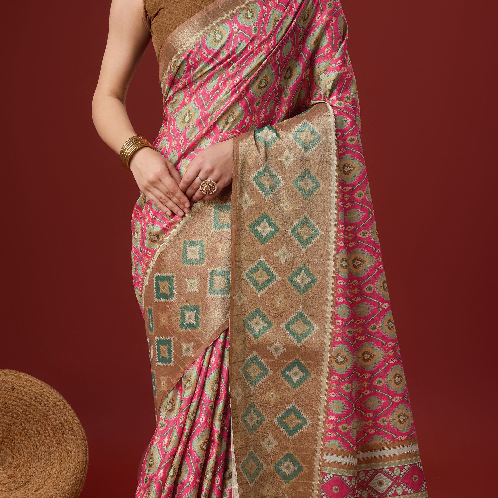 Sangam Pink Cotton Saree